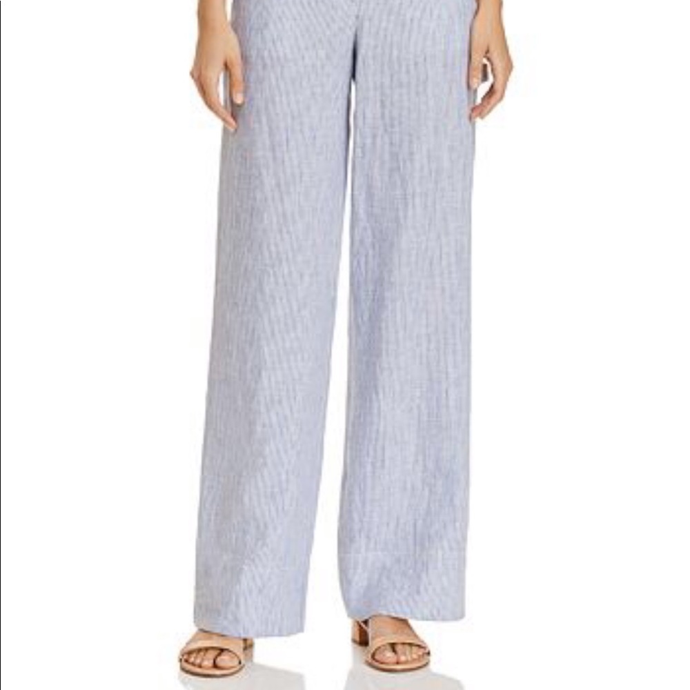 Theory wide-leg blue/white striped carpenter pant